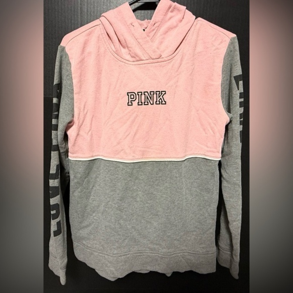 🪅PINK gray/pink Color Block Hooded Sweatshirt